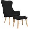 vidaXL Chaise de relaxation avec repose-pied Noir Tissu