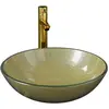 vidaXL Lavabo de bain avec robinet et drain à poussoir Verre trempé