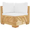 vidaXL Canapé d'angle de jardin et coussins crème Bois de teck massif