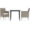 vidaXL Mobilier de salle à manger de jardin coussins 3 pcs Beige/noir