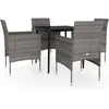 vidaXL Ensemble à manger de jardin et coussins 5pcs Gris/noir