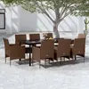 vidaXL Ensemble à manger de jardin coussins 9 pcs Marron/noir