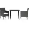 vidaXL Mobilier de salle à manger de jardin avec coussins 3 pcs Noir