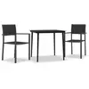 vidaXL Ensemble de salle à manger de jardin 3 pcs Noir