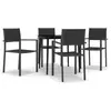 vidaXL Ensemble à manger de jardin 5 pcs Noir