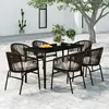 vidaXL Ensemble De Salle À Manger De Jardin 7 Pcs Marron