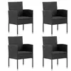 vidaXL Chaises de jardin coussins noir lot de 4 noir résine tressée