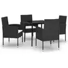 vidaXL Ensemble à manger de jardin 5 pcs Noir