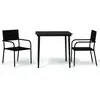 vidaXL Ensemble à manger de jardin 3 pcs Noir
