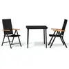 vidaXL Ensemble à manger de jardin 3 pcs Noir