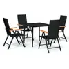 vidaXL Ensemble de salle à manger de jardin 5 pcs Noir