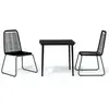 vidaXL Ensemble à manger de jardin 3 pcs Noir