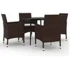 vidaXL Mobilier à dîner de jardin coussins 5 pcs Résine tressée Verre