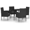 vidaXL Ensemble à manger de jardin 5 pcs Noir