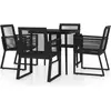 vidaXL Ensemble à manger de jardin 5 pcs Noir