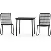 vidaXL Ensemble de salle à manger de jardin 3 pcs Noir
