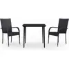 vidaXL Ensemble à manger de jardin 3 pcs Noir