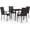 vidaXL Ensemble de salle à manger de jardin 5 pcs Marron et noir