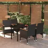 vidaXL Ensemble à manger de jardin avec coussins 5 pcs Noir