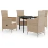 vidaXL Ensemble de salle à manger de jardin avec coussins 5 pcs Beige