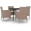 vidaXL Ensemble à manger de jardin coussins 5 pcs Résine tressée Verre