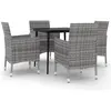 vidaXL Ensemble à dîner de jardin coussins 5 pcs Résine tressée Verre
