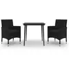 vidaXL Mobilier à dîner de jardin coussins 3 pcs Résine tressée Verre