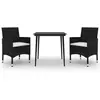 vidaXL Mobilier à dîner de jardin coussins 3 pcs Résine tressée Verre