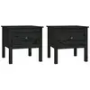 vidaXL Tables d'appoint 2 pcs Noir 50x50x49 cm Bois massif de pin
