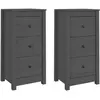 vidaXL Buffets 2 pcs Gris 40x35x80 cm Bois massif de pin