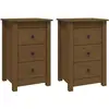 vidaXL Tables de chevet 2 pcs Marron miel 40x35x61,5 cm Pin solide