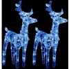 vidaXL Rennes de Noël 2 pcs 80 LED Bleu Acrylique