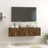 vidaXL Vidaxl Meubles Tv Suspendus 2 Pcs Chêne Fumé 60x30x30 Cm