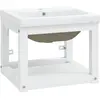 vidaXL Cadre de lavabo de salle de bain vasque à encastrer Blanc Fer
