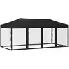vidaXL Tente de réception pliable avec parois Noir 3x6 m