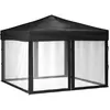 vidaXL Tente de réception pliable avec parois Noir 3x3 m