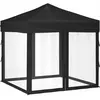 vidaXL Tente de réception pliable avec parois Noir 2x2 m