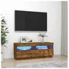 vidaXL Meuble TV avec lumières LED chêne fumé 100x35x40 cm