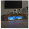 vidaXL Meuble TV avec lumières LED chêne fumé 135x39x30 cm