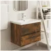 vidaXL Armoire de lavabo Chêne fumé 60x38,5x45 cm Bois d'ingénierie