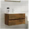 vidaXL Armoire de lavabo Chêne fumé 80x38,5x45 cm Bois d'ingénierie