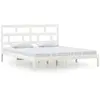 vidaXL Cadre de lit Blanc 180x200 cm Super King Bois massif