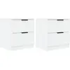 vidaXL Tables de chevet 2 pcs Blanc Bois d'ingénierie