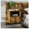vidaXL Table de chevet murale Chêne fumé