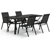 vidaXL Ensemble à manger de jardin 5 pcs Noir