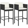 vidaXL Tabourets de bar lot de 4 avec coussins noir résine tressée