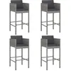 vidaXL Tabourets de bar lot de 4 avec coussins gris résine tressée