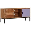 vidaXL Meuble TV Marron miel et gris 110x30x50 cm Bois massif d'acacia