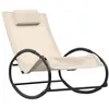 vidaXL Chaise longue avec oreiller acier et textilène crème