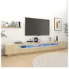 vidaXL Meuble TV avec lumières LED Chêne sonoma 300x35x40 cm